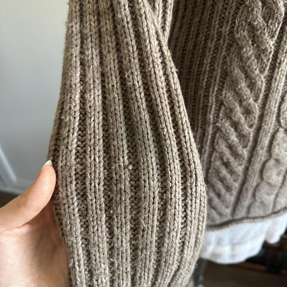 Brown Cable Knit Button Cardigan - image 6